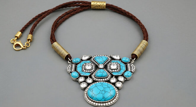 Elegant turquoise pendant gold necklace