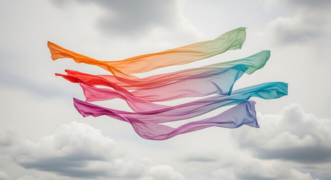 Colorful abstract birds flying in sky