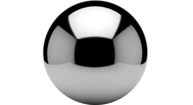 Shiny metallic chrome sphere on plain background