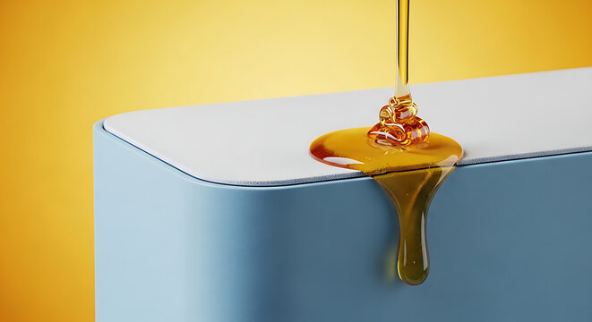 Golden key hanging on blue wall hook