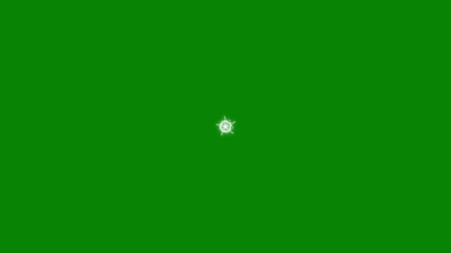 Geometric star line art animation on green screen background, glowing white mandala flower star twinkling effect, fast pulsing motion, flat vector doodle sparkle light overlay video loop. 4k vfx