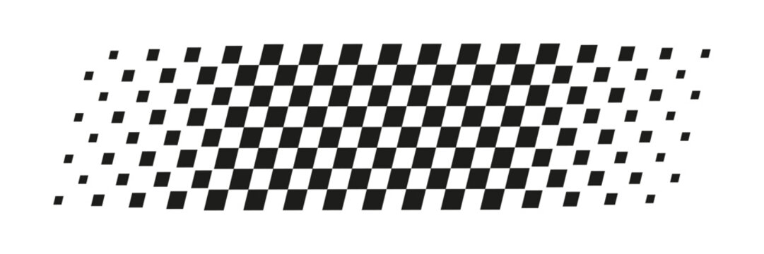 Dynamic racing flag design with dispersing black and red checkered pattern for speed icon. for motorsport, racing, finish line, motorsport, competition concept vector illustration