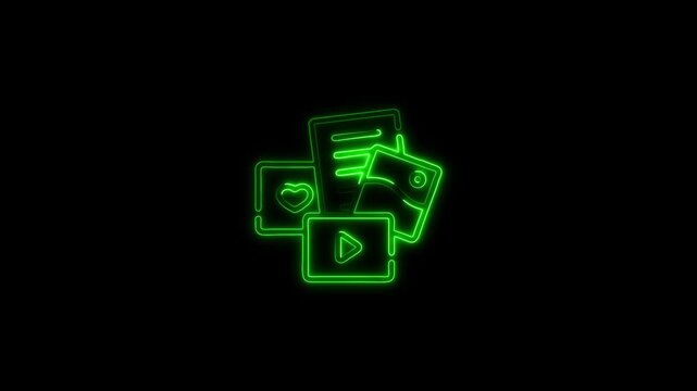 green Neon Stacked Image Icons photo icon gallery