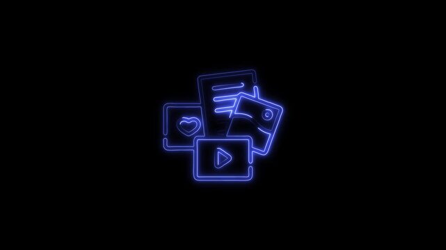 Blue Neon Stacked Image Icons photo icon gallery