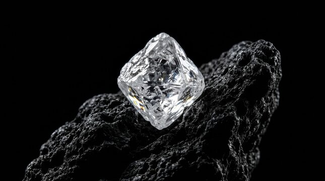 Raw silver crystal mineral specimen isolated on black background.