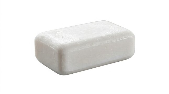 White soap bar isolated on white background for hygiene and skincare product concepts
