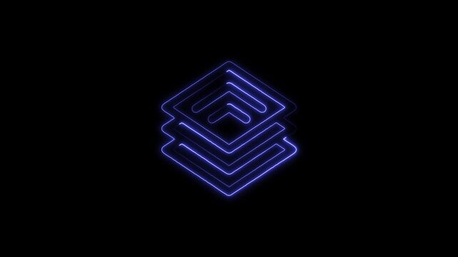 Neon bule Geometric Shapes Glowing Concentric Squares Tunnel Background Animation