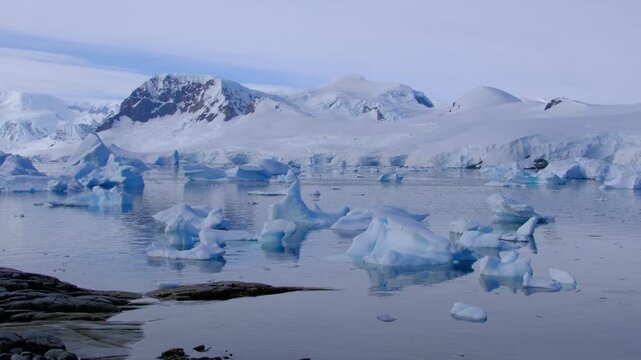natural landscape of Icebergs and snow mountains in Antarctica penisula