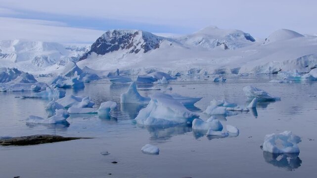 natural landscape of Icebergs and snow mountains in Antarctica penisula