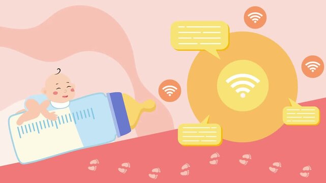 vector illustration of a girl playing on the bed