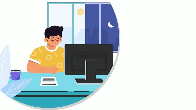 illustration of a man using a laptop