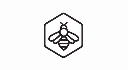 Fototapeta premium Bee Icon in Hexagon Simple Design.