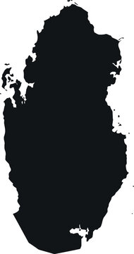 Qatar country map silhouette solid black shape isolated on transparent background for web use.