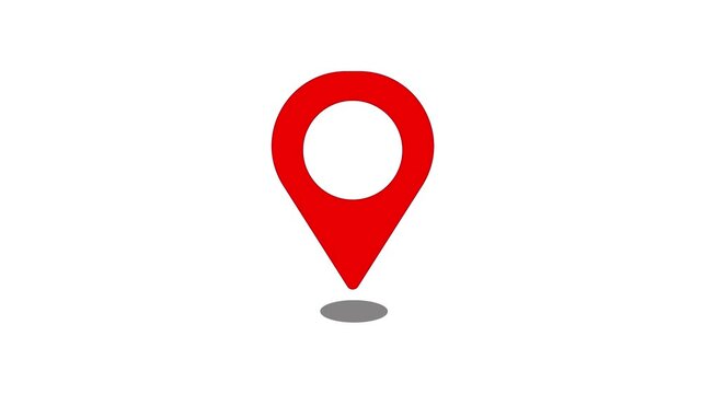 GPS Location Pin Animation on White Background, Animated Map Pointer Icon Motion Graphic