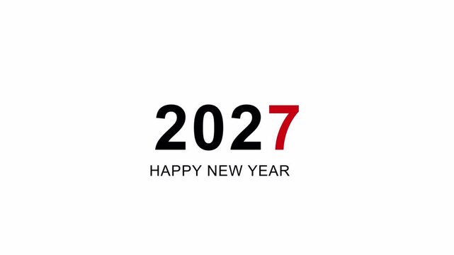 Happy new year 2026 to 2027 animation on transparent background. New year countdown with happy new year text animation .2026 to 2027 happy new year text animation in 4K with Alpha Channel