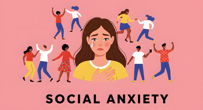 Social Anxiety Crowd Figure Illustration