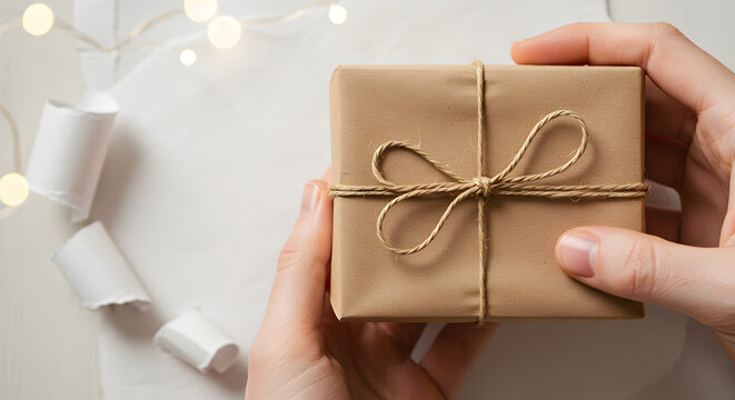 Gift Wrapped Present with Twine