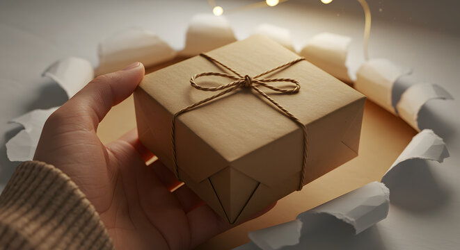 Gift Box Held by Hand