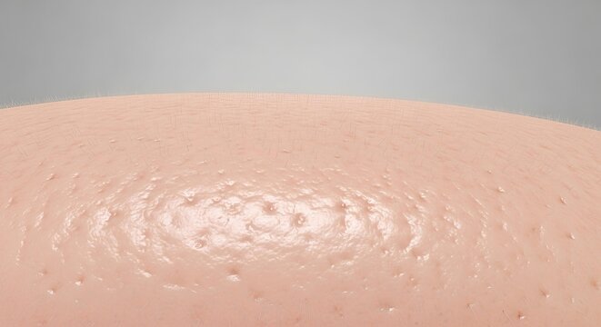 Macro view of human skin texture showing pores and surface details with cosmetic