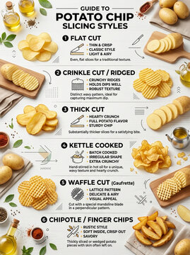 Comprehensive Infographic Guide to Various Potato Chip Slicing Styles and Textures
