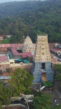 Vertical Aerial View of Simhachalam Temple Visakhapatnam India