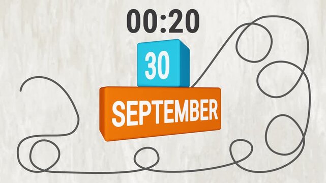 25 Seconds to October 1st - Countdown Number 25 with Timer 25 to 0 