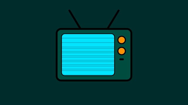Orange Knobs Retro Television Set Minimalist Teal Illustration