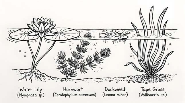 Identification Chart For Aquatic Plants With Clear Botanical Names Included