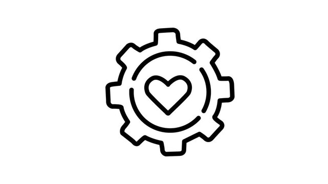 Heart Care Settings Gear Symbol Animation
