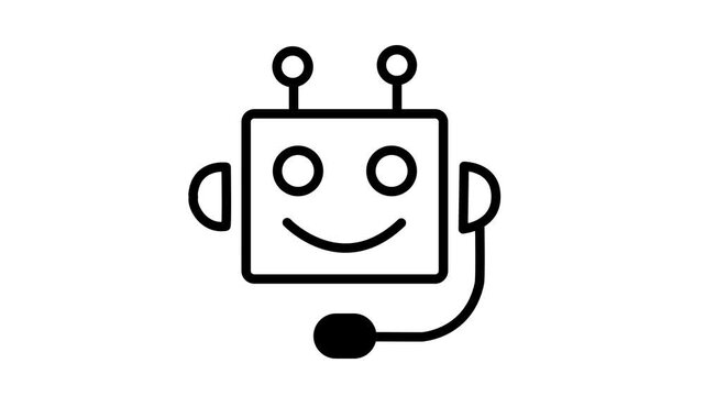 AI Robot Customer Support Assistance Icon Animation