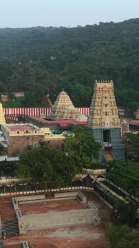Vertical Aerial View of Simhachalam Temple Visakhapatnam India