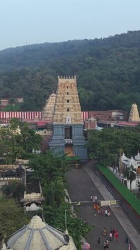 Vertical Aerial View of Simhachalam Temple Visakhapatnam India