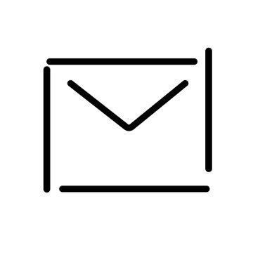 Minimalist line art email envelope icon isolated on a white background.
