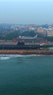 Vertical Aerial View of TU-142 Aircraft Museum RK Beach Visakhapatnam India