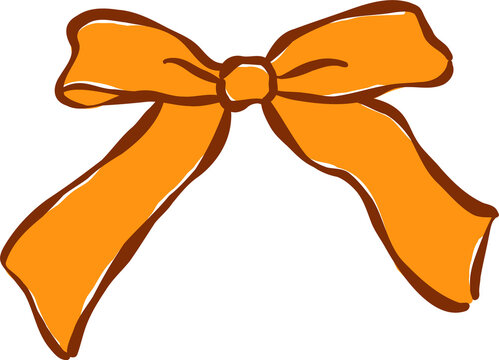 Girly Coquette Fall Orange Ribbon Bow Hand Drawn