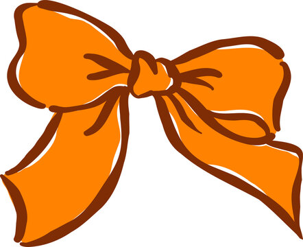Girly Coquette Autumn Orange Ribbon Bow Hand Drawn