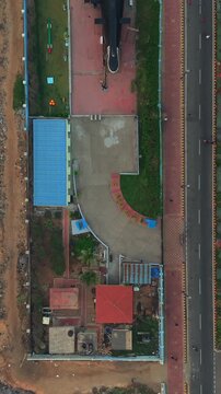 Vertical Aerial View of TU-142 Aircraft Museum RK Beach Visakhapatnam India