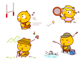 スポーツを楽しむひよこセット02 © twomoons