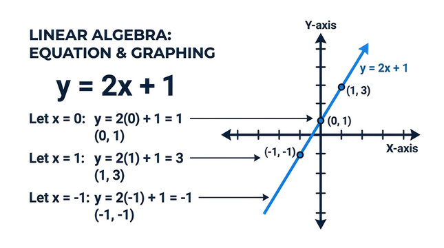 Linear algebra equation and graphing example on a cartesian plane