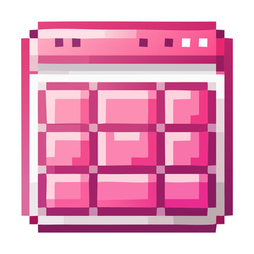 Pixel art pink spreadsheet grid interface window icon retro 8bit computer application screen UI graphic design asset