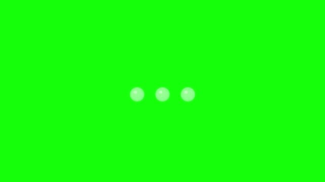 Loading animation with three dots on green screen. 4K Video