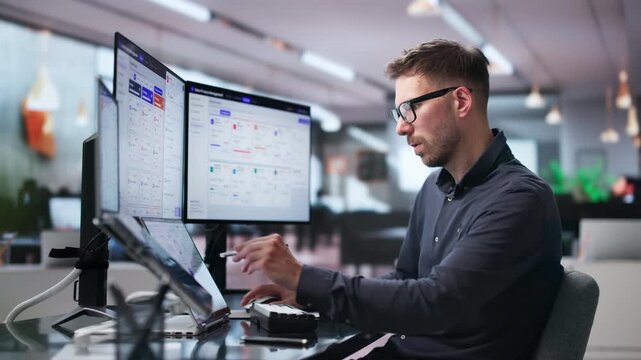 Data Analyst Reviewing Compliance Dashboard