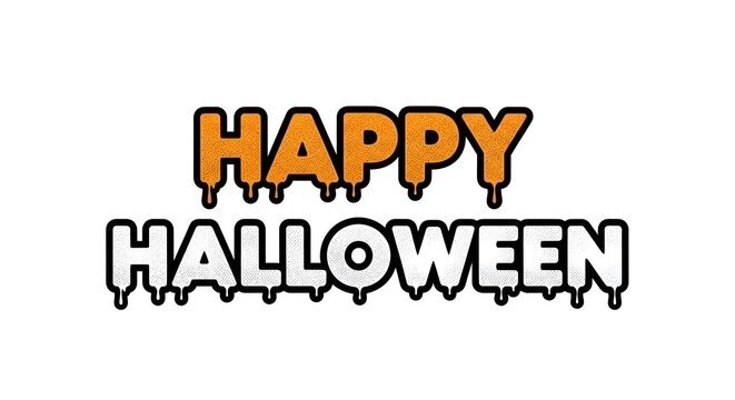 Happy halloween melting slime text design isolated on white background