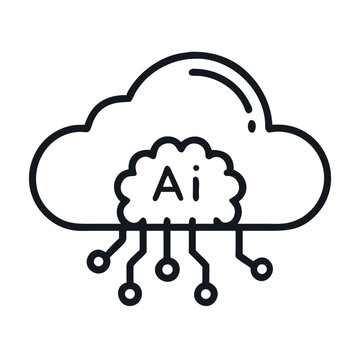 Artificial Intelligence Cloud Computing Icon: Data Network Connectivity and Technology Solution