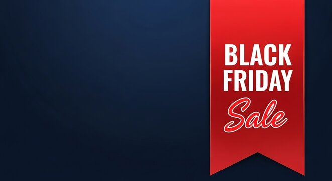 Black friday sale red vertical banner on dark blue textured background