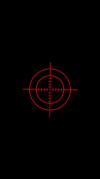 Gun Sight Crosshairs Bullseye icon. and motion graphics of target lock radar circle on black background ,4k animation.