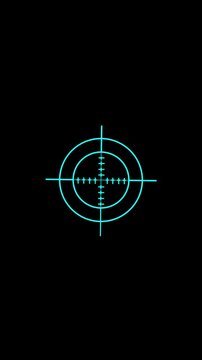 Gun Sight Crosshairs Bullseye icon. and motion graphics of target lock radar circle on black background ,4k animation.