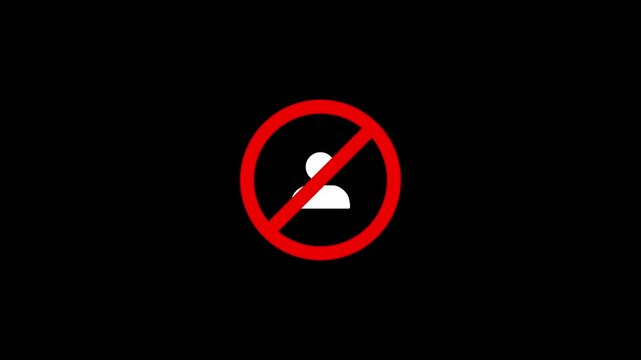 No entry and blocked user access forbidden prohibition sign icon on black background.