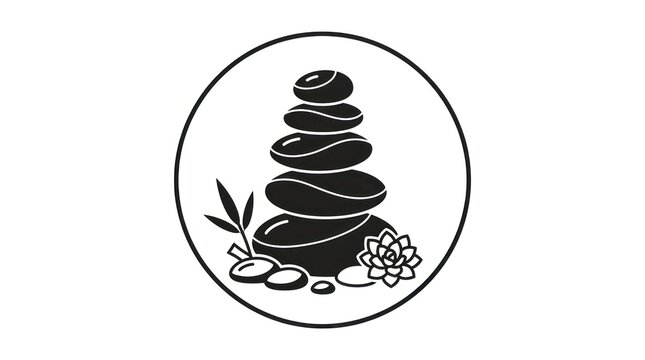Zen stones and herbs logo design.