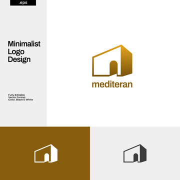 Minimalist Mediterranean House Logo Design